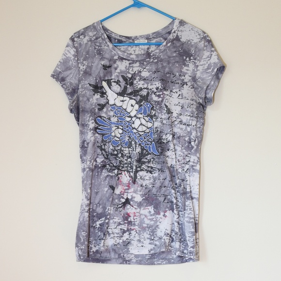 Fun 'peace' tee w/ rhinestone embellishment - Picture 3 of 4